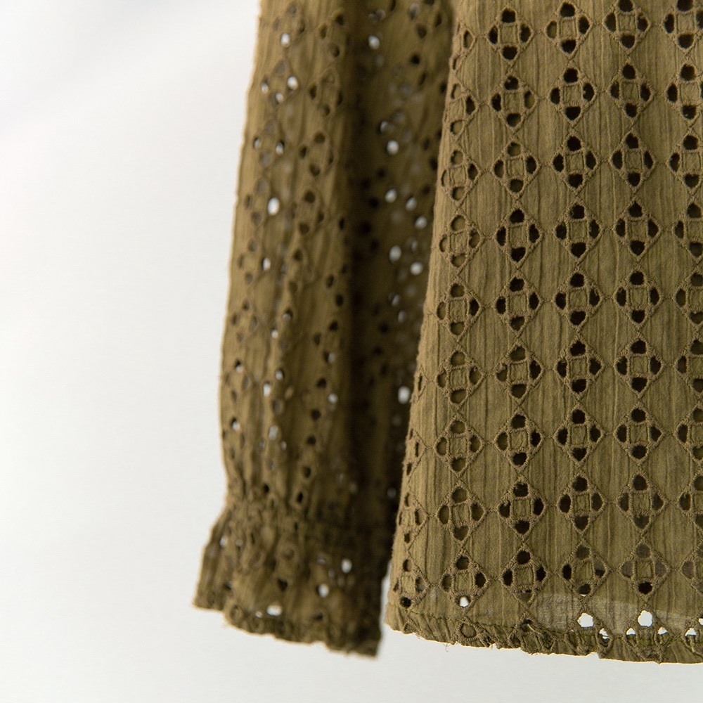 The Odells Olive Eyelet Summer Blouse - Picture 10 of 10